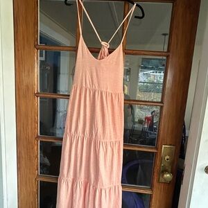 Peach Strappy Midi Dress